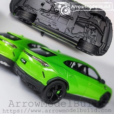 Picture of AeroModelBuild Lamborghini Urus Custom Color (Ithaca Green and Black) Black-Wheeled + Exhaust Version Built & Painted 1/24 Model Kit