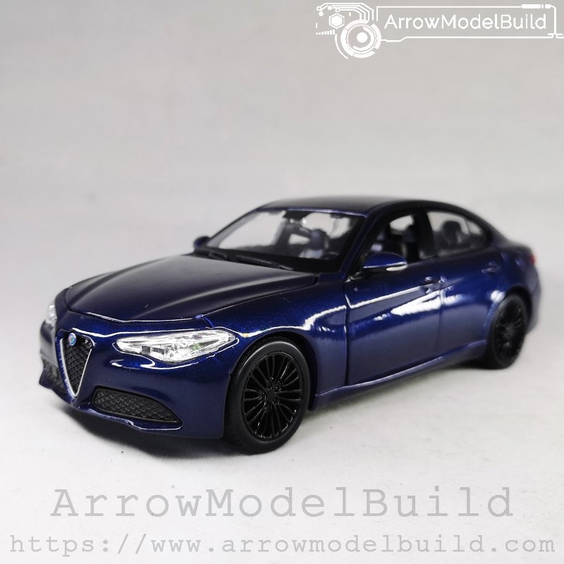 Picture of AeroModelBuild Alfa Romeo Giulia (Monte Carlo Blue) Blue and Black Wheels Edition Built & Painted 1/24 Model Kit