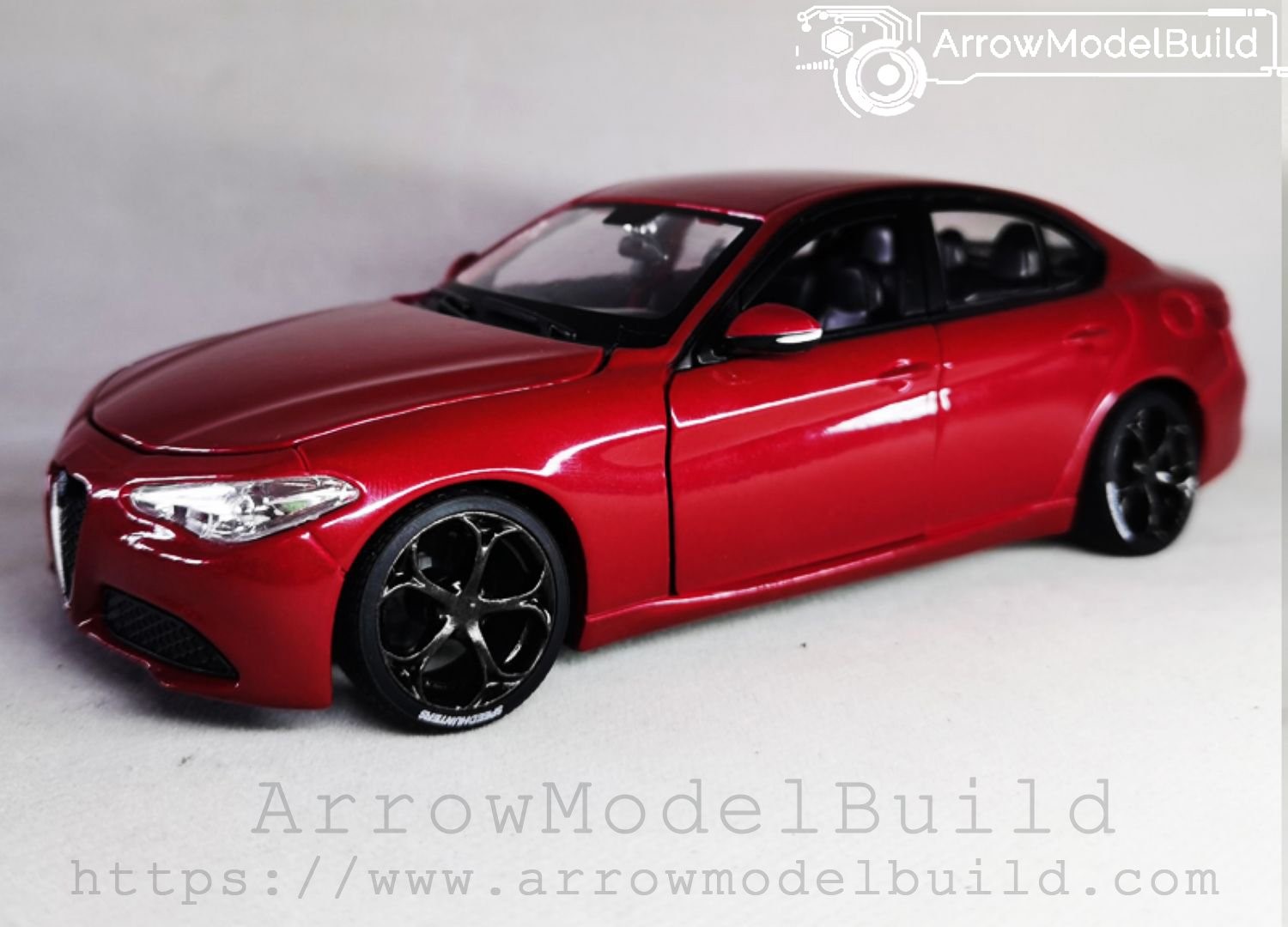 Picture of AeroModelBuild Alfa Romeo Giulia (Racing Red) Clover Wheel Limited Edition Built & Painted 1/24 Model Kit