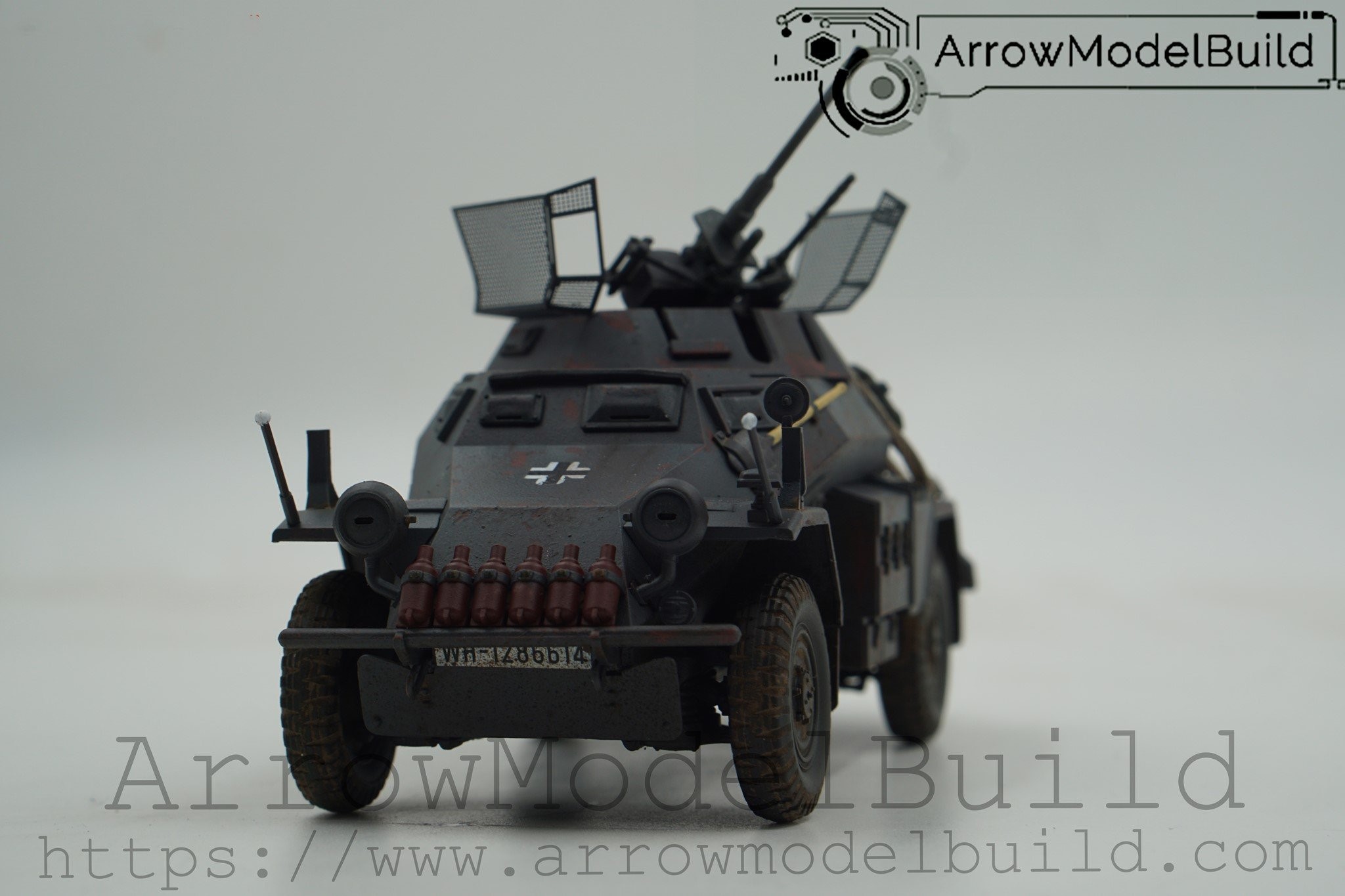Picture of AeroModelBuild Sd.Kfz222 Wheeled Armored Vehicle (With Scene) Built & Painted 1/35 Model Kit