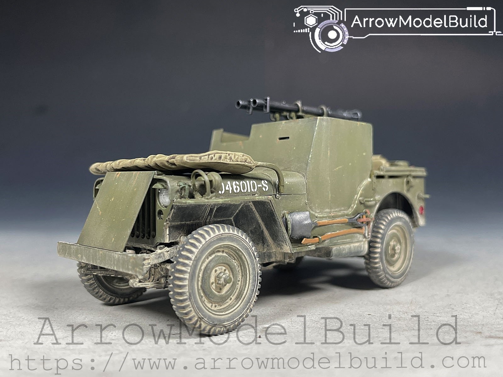 Picture of AeroModelBuild 1/4 Ton 4x4 Truck with Bazookas Built & Painted 1/35 Model Kit